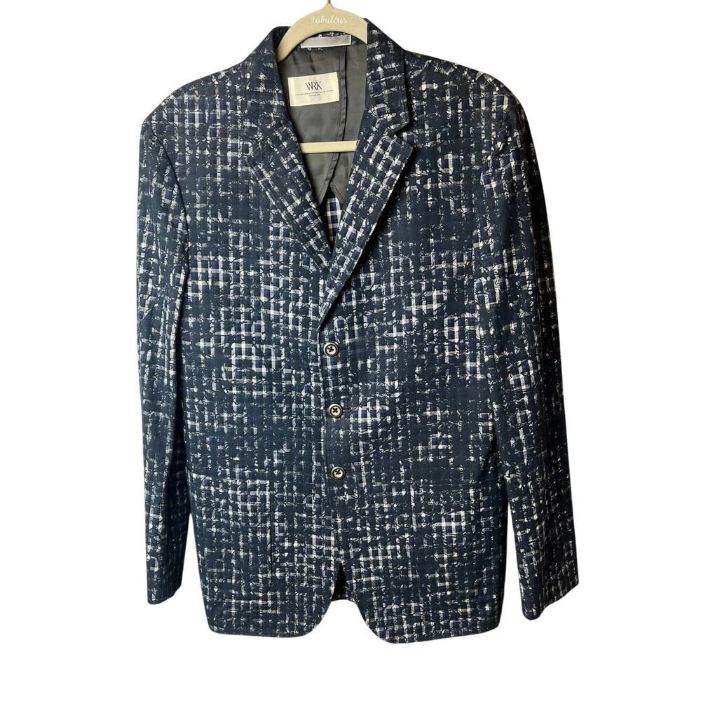 W.R.K. Work Rest Karma Blue Check Double-Breasted Blazer Men’s Size M